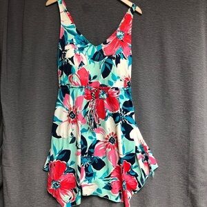 D and Co. beach 22 W swim dress multicolor floral pattern